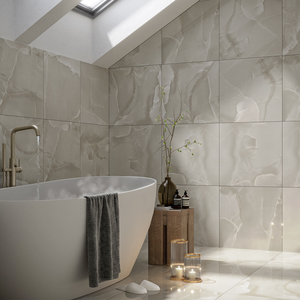 Picture of Glacier Taupe Polished Onyx Effect Porcelain Tiles