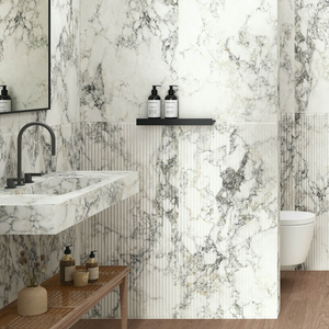 Picture of Merano White Fluted Matte Marble Effect Porcelain Tiles