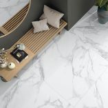 Picture of Bianca White Carrara Matte Marble Effect Porcelain Tiles