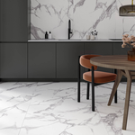 Picture of Bianca White Carrara Matte Marble Effect Porcelain Tiles