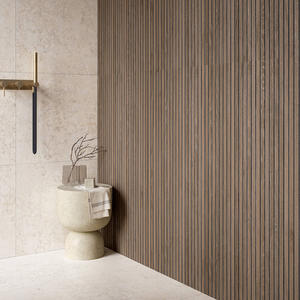 Picture of Nordic Cognac Walnut Slatted Wood Effect Porcelain Tiles